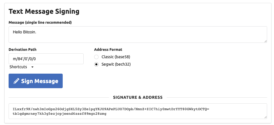 Message-signing screen