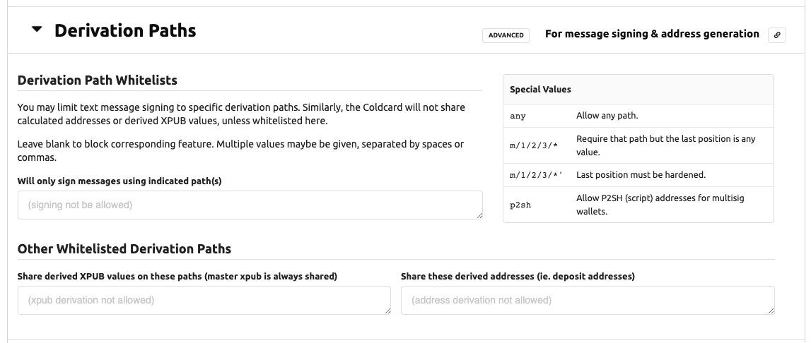 derivation paths